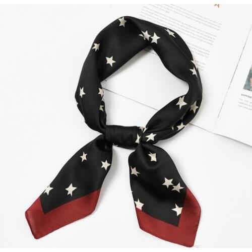 Yishine New 70x70cm Women Multifunction Polyester Silk Scarf Elegant Stars Printed Satin Small Square Wraps Scarves Shawl