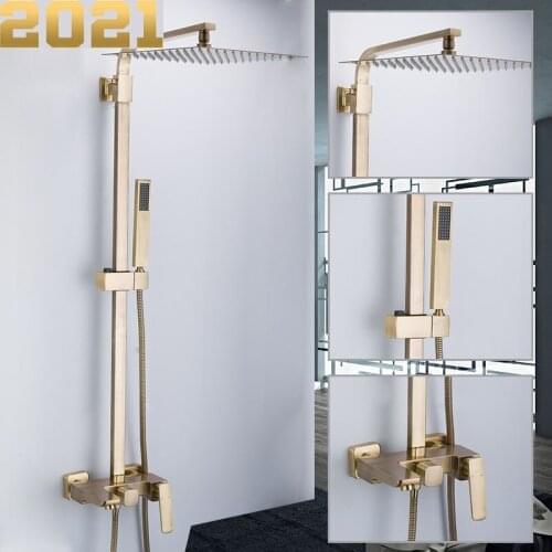 Shower system gold bathroom shower sets brass waterfall shower heads faucet for bathroom mixer luxury rainfall faucets