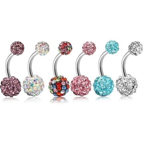 1PC Crystal Steel Navel Belly Piercings Girls Sexy Belly Button Rings Piercing Navel Jewelry Round Body Ring Indian Jewelry