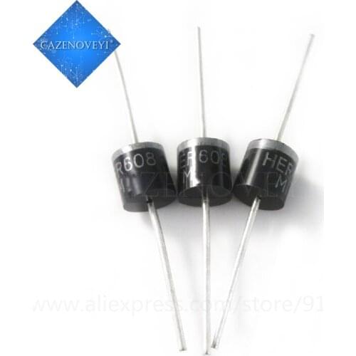 10pcs/lot HER608 6A 1000V R-6 DO-27 In Stock