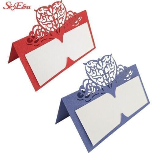 10Pcs/lot seat card Laser Cut Heart Shape Table Name Card Place Card Wedding Party Decoration Favor wedding place card SH871-10