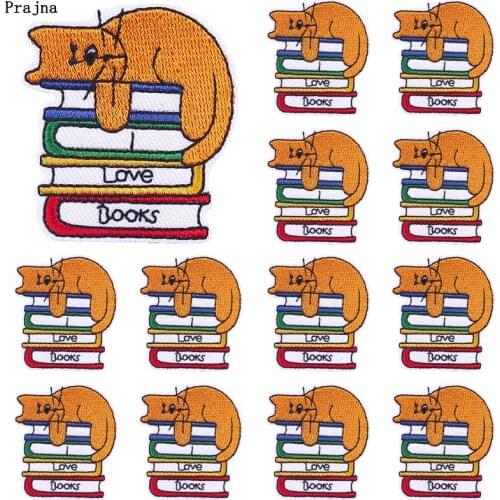 Prajna 10 PCS Cute Cat Embroidered Patches For Clothing Thermoadhesive Patches Cartoon Animal Patches On Clothes DIY Applique