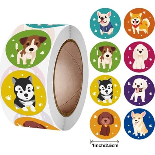 100-500 Pcs Cute Animal Stickers 8 Styles Puppy Labels Stickers for Gifts Box Decor Envelope Sealing Children Reward Stickers