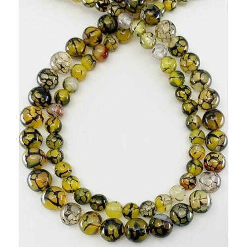 1strand/lot Natural Stone Yellow Dragon Vein Agates Round Carnelian Agat Loose Beads 6 8 10mm For Jewelry Making DIY Bracelet