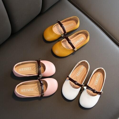 2021 new girls leather shoes childrens light mouth shoes fashion trend small leather shoes girl performance shoes one foot