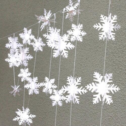 3M White Paper 3D Snowflake Pendant Garland Christmas Hanging Decoration