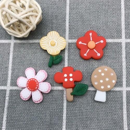 40pcs Cartoon Flower Resin Ornaments DIY Craft Supplies Kids Hair Accessories Phone Shell Patch Arts Clothes Brooch Decoration