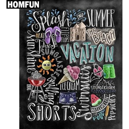 HOMFUN Full Square/Round Drill 5D DIY Diamond Painting "Summer text" Embroidery Cross Stitch 5D Home Decor Gift A06297