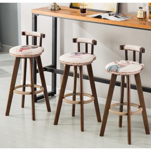 American bar chair solid wood retro bar chair swivel front chair home high stool bar stool