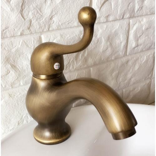 Antique Brass Single Handle Lever Bathroom Single hole Deck Mounted Faucet Vessel Sink Basin Mixer Tap anf394