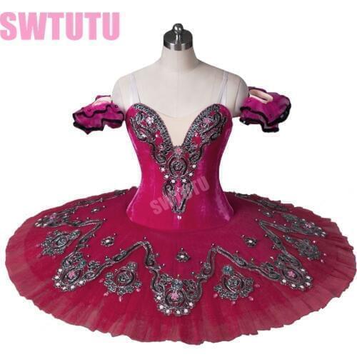 Free shipping rose red swan lake ballet costumes,professional classical ballet tutus for girls performing dance costumes BT8992