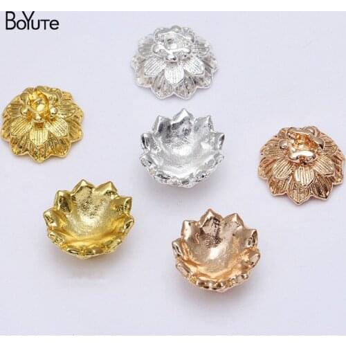 BoYuTe (50 Pieces/Lot) Fit 12-14MM Beads 15*8MM Metal Alloy Lotus Bead Caps DIY Handmade Jewelry Findings Components
