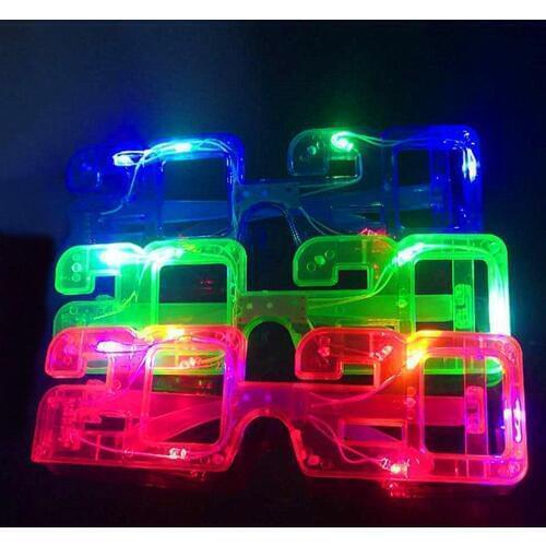 New Year 2020 Shape Glasses LED Light Up Christmas Holiday Party Decor Props LED Party Decoration 3 Modes Lighting Gift Props