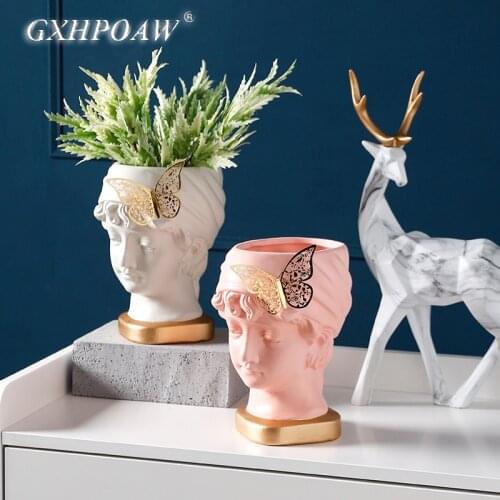 Fine Art Ceramic Planting Pots Succulent Human Head Flowerpot Home Decoration Ornaments Flower Arrangement Dried Flowers Vase