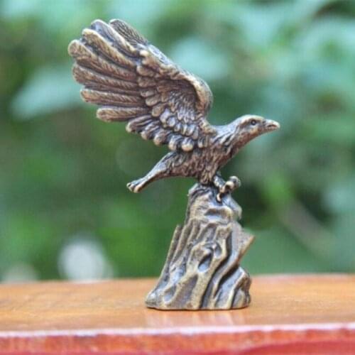 Chinese Pure Bronze Bird Auspicious Wealth Animal Lanneret Hawk Eagle Sculpture Statues for Decoration Collection Ornaments