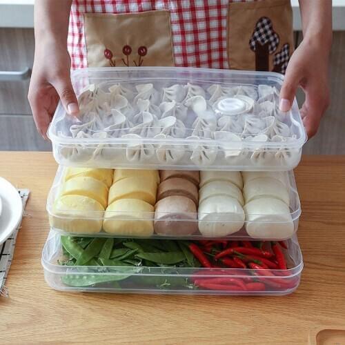 Refrigerator Food Box Dumpling Boxes Storage Tray Food Container Box For Keep Fresh Refrigerator Frozen Dumplings Storage Boxes