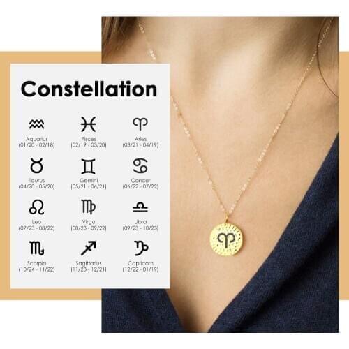 Minimalist 316L Stainless Steel Necklace Personality Constellations Custom Pendant Necklace for Women Friends Birthday Gift