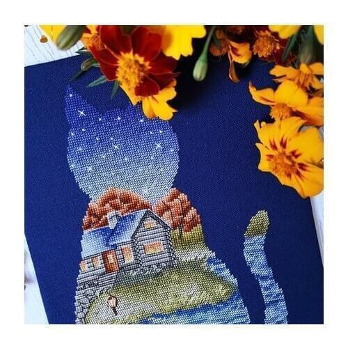 Cat in the moonlight patterns Counted Cross Stitch 11CT 14CT 18CT e Cross Stitch Kits Embroidery Needlework Sets