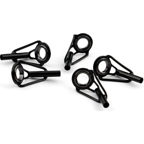 One Piece Exceepand Black Top Tip Guide for Spinning Casting Fishing Rod Building Repair Eye Line Ring Stainless Steel Frame