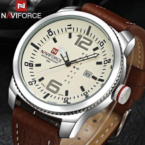 NAVIFORCE Brand Watches Men Quartz Watches Man Leather Watch Fashion Auto Date Wristwaches Drop Shipping Wholesale Reloj Hombre