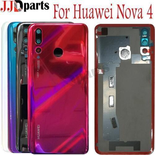 100% NEW For Huawei Nova 4 Back Battery Cover Housing With Camera Lens Rear Glass Case Replacement For Huawei Nova4 Back Housing