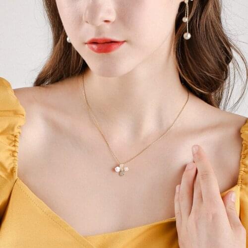 Dara Girl Series Korean Style Clear Flower Jewelry Necklace For Party
