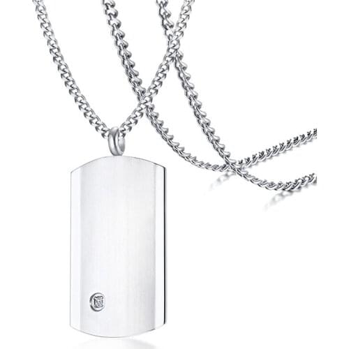 Korean version of simple titanium steel inlaid single zircon pendant N00754
