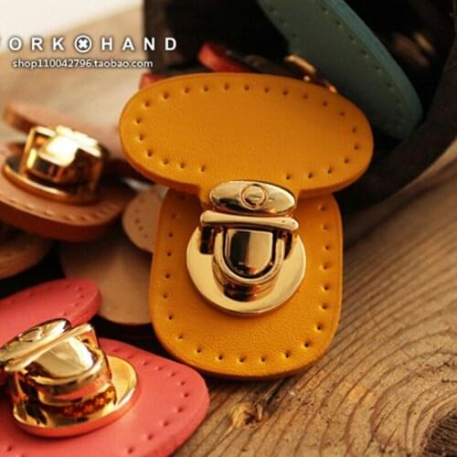 Real Leather Buckles For Bag Handwork DIY Replacement Bag Accessories Gold Hardware Cowhide Hasp Buckle Mortise Lock