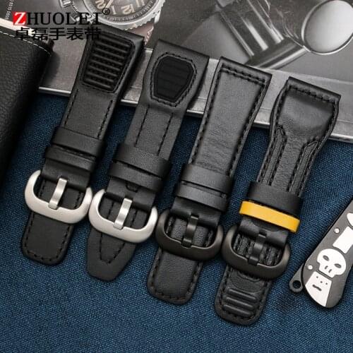 Genuine leather bracelet leather watch strap Watchband Red stitching 28mm wristwatches band for Friday