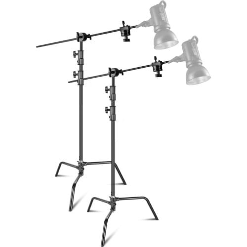 Neewer 2-pack Heavy Duty Light Stand C-Stand - Max. 10 feet/3 meters Adjustable with 3.5 feet Holding Arm+Grip Head for Studio