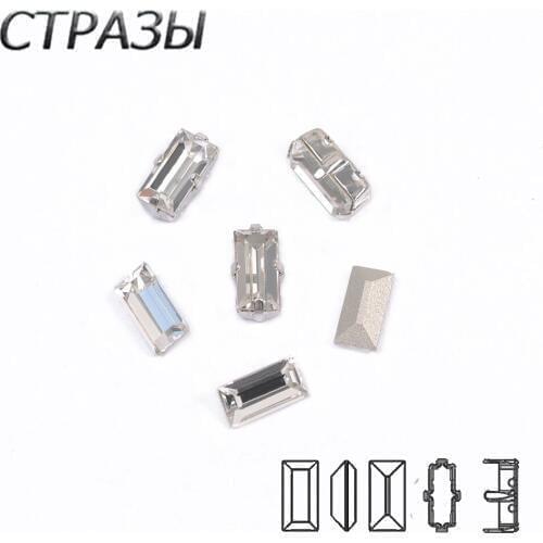 CTPA3bI Glitter Crystal Clear Color Sew On Rhinestones With Claw DIY Colorful Dress Stones Glass Baguette Rhinestone For Clothes