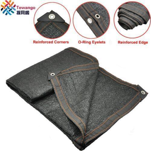 Tewango Brand Outdoo UV Protection Polyester Sun Shade Sail Garden Top Canopy Cover Patio Pool Rectangle Black Awning