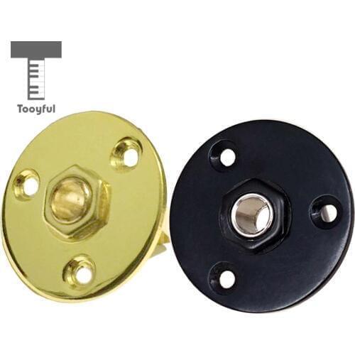 Tooyful Round Jack Plate Socket Connector 1/4' 6.35mm for Electric Bass Guitar Black