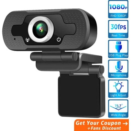 1080P HD Webcam Built-in Microphone USB Plug Play Video Call Computer Peripheral Web Camera for Youtube Microsoft PC Laptop