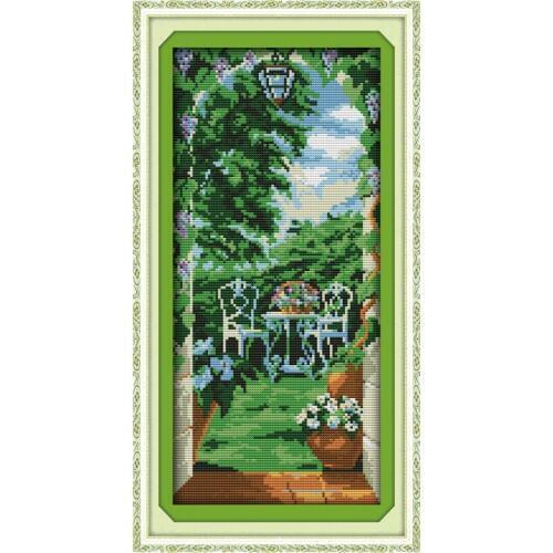 Everlasting Love Courtyard Scenery Chinese Cross Stitch Kits Ecological Cotton Stamped DIY 11 14CT New Year Decorations For Home