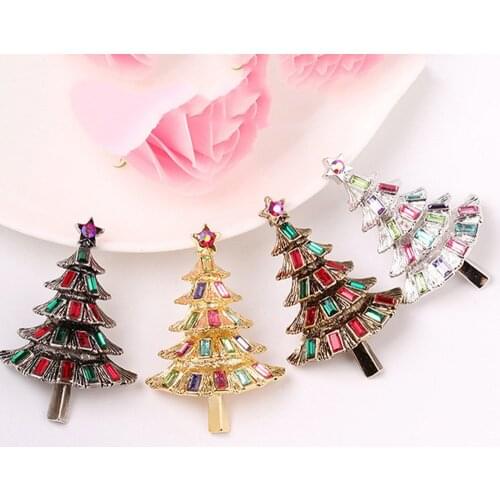 1pc Children Clothes Christmas Tree Brooch Pin Colorful Crystal Shining Alloy Rhinestone Scarf Buckle Unisex Clothes Decor