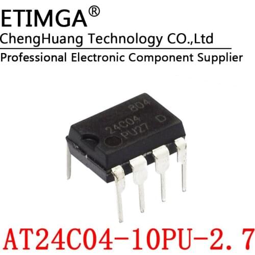 10PCS/LOT AT24C04 24C04-10PU-2.7 DIP8 Memory serial EEPROM