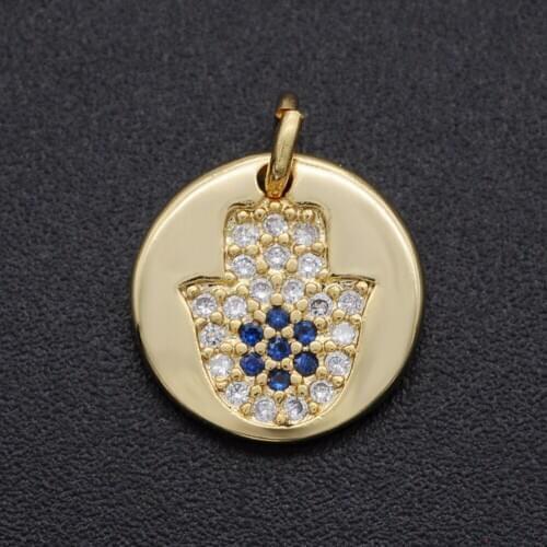 14x11mm 100% CZ Zircon DIY Jewelry Hamsa Hand Charm Pendant Wholesale Fashion Jewellery Pendants Bracelet Making Charm