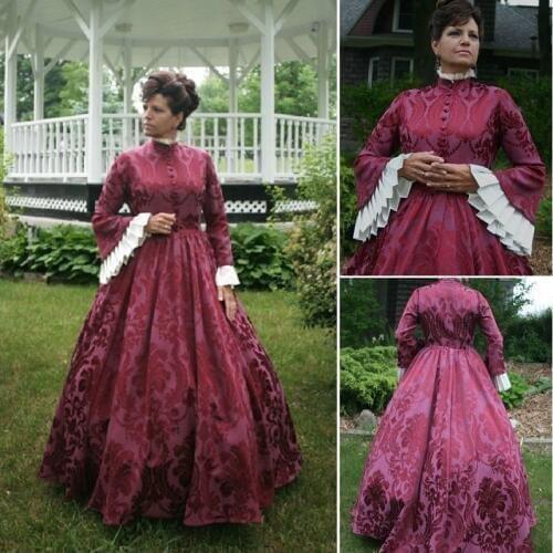1860S Victorian Corset Gothic/Civil War Southern Belle Ball Gown Dress Halloween dresses US 4-16 V-1280