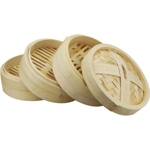 2 Cage And 1 Cover Cooking Bamboo Steamer Fish Rice Vegetable Snack Basket Set Kitchen Cooking Tools Dumpling Steamer Steam Pot