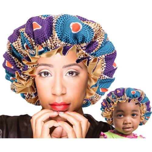 2 pcs/set Satin Bonnet Adjustable Sleeping Cap Mommy and Me Girls Soft Silk Flower Night Hats Baby Hat Hair Accessories