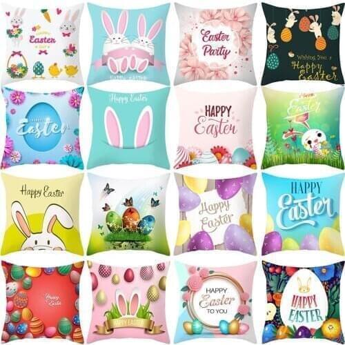 45*45cm Kawaii Easter Rabbit Pillowcase Decor Sofa Cushion Case Bed Pillow Cover Home Decor Car Cushion Cover Easter Pillow Case