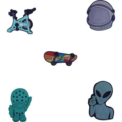 5PCS PVC Cartoon Fridge Magnetic Sticker Bicycle Astronaut Helmet Slippers Skateboard Alien Refrigerator Magnets Home Decoration