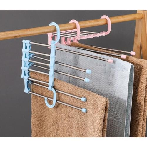 Clothes Hanger Drying Rack Clothes rack 5 in 1 Multi-function Stainless Steel Foldable Pants Slacks Hangers for Closet