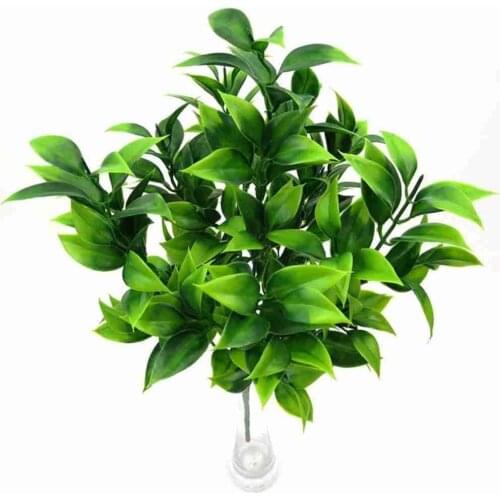 7 Forks Artificial Orange Leaf Simulation Plants Fake Grass Eucalyptus Home Balcony Garden Landscape Decoration Accessories