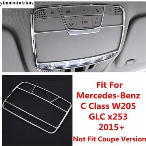 Chrome Front Roof Reading Lamps Lights Frame Accessories Cover Trim Fit For Mercedes Benz C CLASS W205 / GLC X253 2015 - 2018