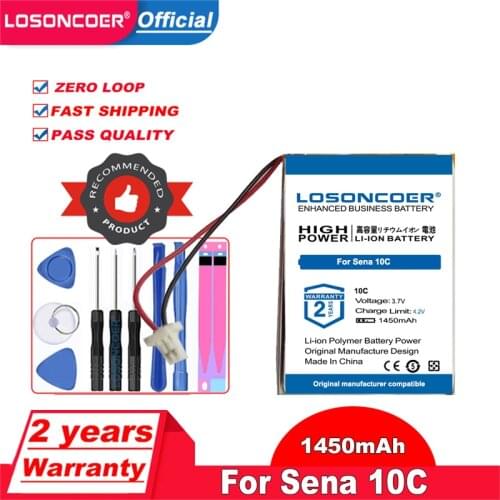 LOSONCOER 1450mAh Battery For SENA 10C 10S 20s 30S EVO 30K Headest Li-po Polymer Rechargeable Wireless Headphones Battery
