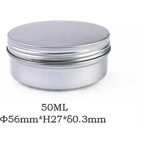 50pcs 50g aluminum jar, 50 gram metal cream jar, silver aluminum case, 50ml metal cosmetic container