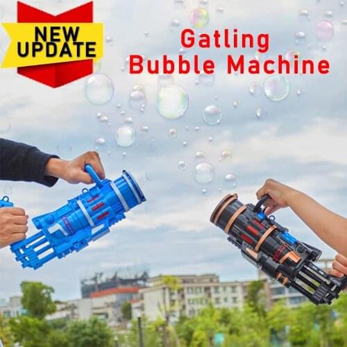 2021 Gatling Bubble Machine Summer Wedding Supplies Electric Sound And Light Automatic Bubble Gun Blower Maker Kids Outdoor Toy