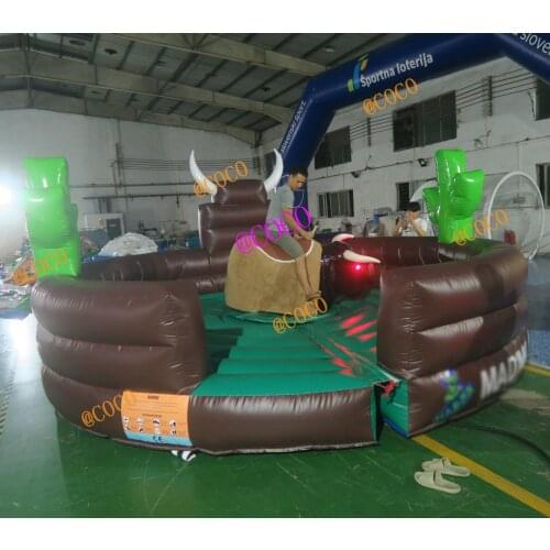 Free ship to sea port, Best Manufacture Inflatable Mechanical Bull Rodeo game, 5m bull rodeo machine with certificate